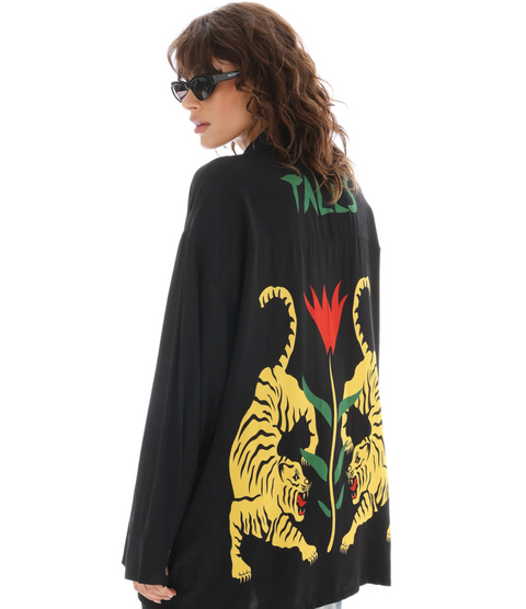 The Tales Crouching Tiger Long Sleeve Shirt - Black