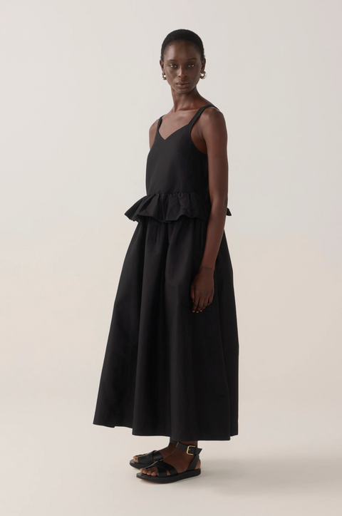Foemina Valentina Dress - Black Cotton Silk