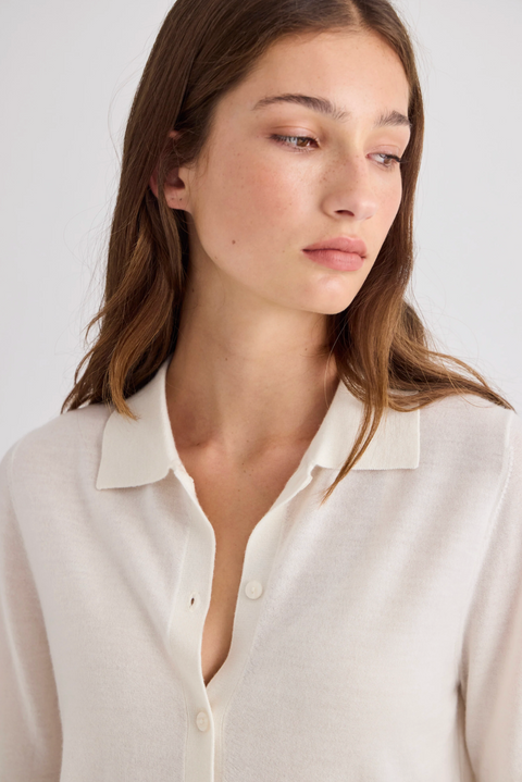Laing Home Featherlight Cashmere Shirt - Cream