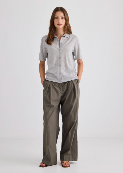 Laing Home Featherlight Cashmere Shirt - Grey Marle