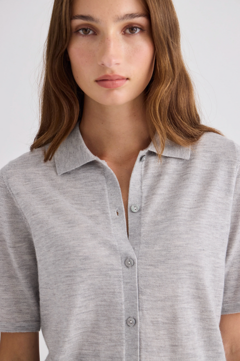 Laing Home Featherlight Cashmere Shirt - Grey Marle