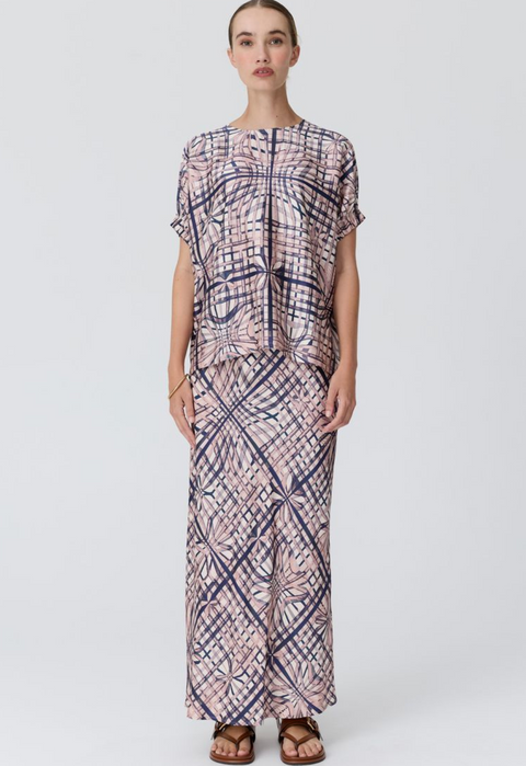 POL Clothing Lattice Skirt - Pink Check