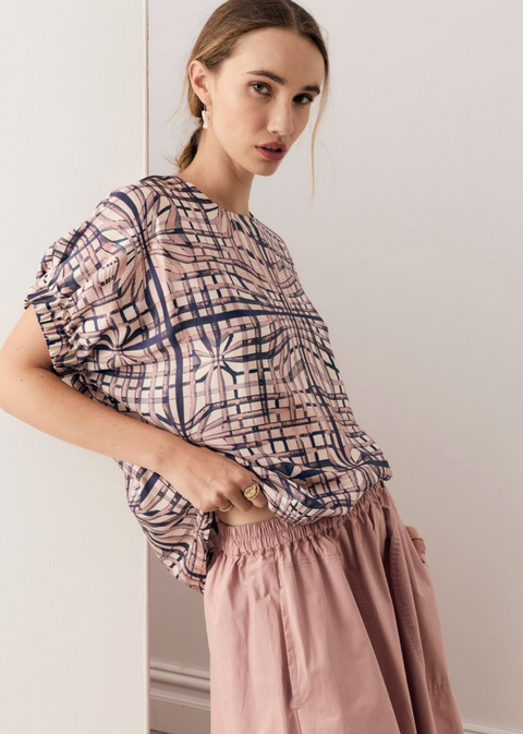POL Clothing Lattice Top - Pink Check