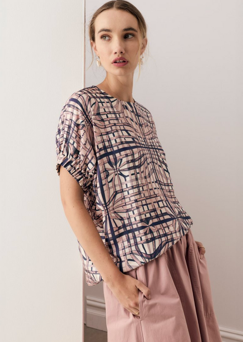 POL Clothing Lattice Top - Pink Check