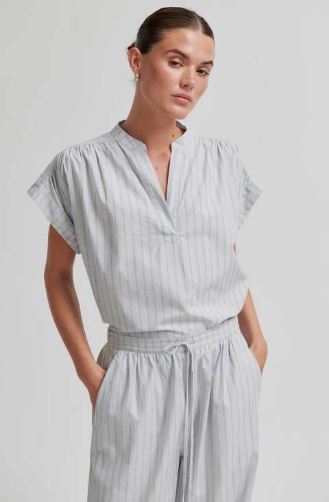 Second Female Sarisa Stripe Pants - Cashmere Blue