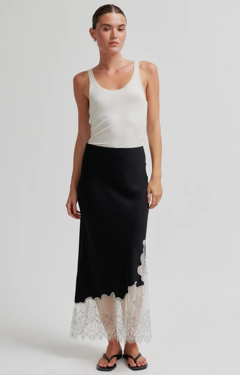 Second Female Wila Lace Hem Skirt - Black