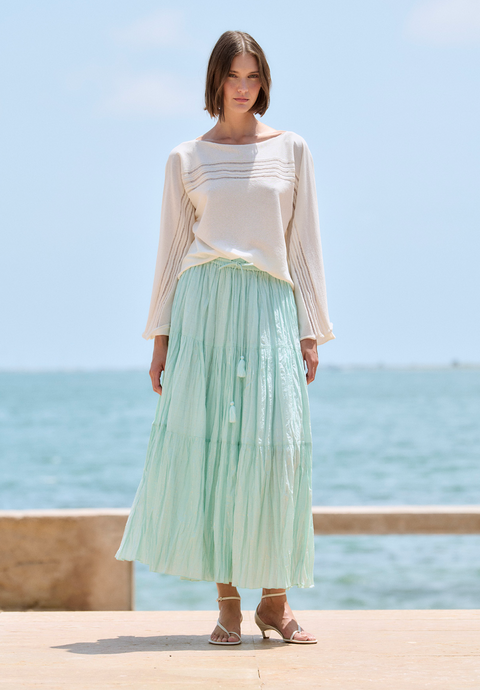 Sita Murt Cotton Lurex Skirt - Aqua