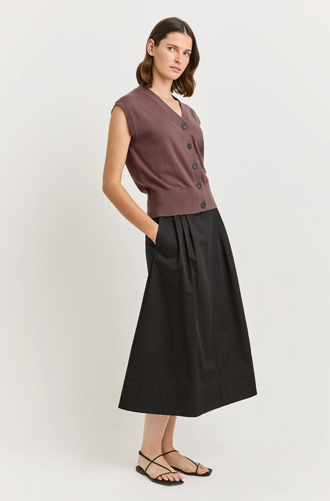Toorallie Relaxed Button Tank - Cacao