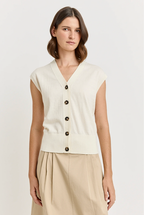 Toorallie Relaxed Button Tank - White
