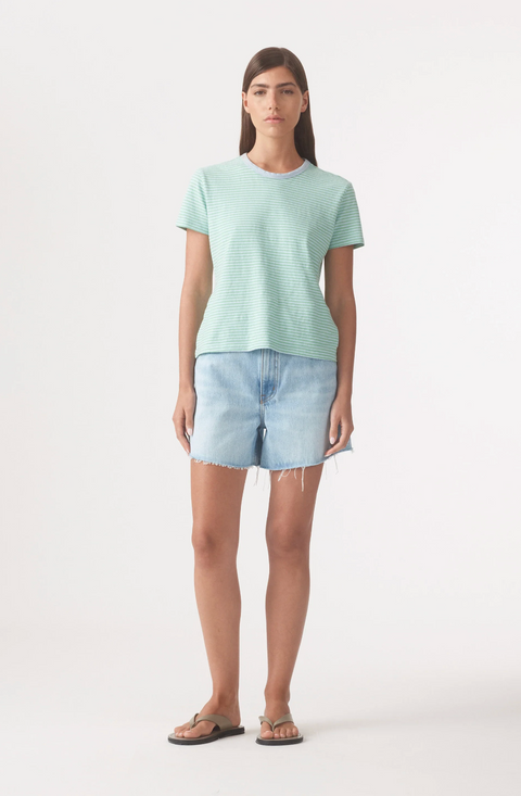 Outland Denim Ivy Stripe Tee - Green/Blue Stripe