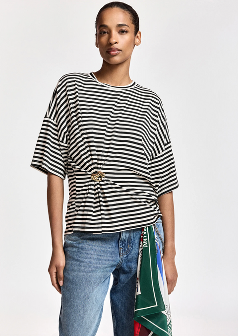 Essentiel Antwerp Kriss Striped Tee - Black/Off White