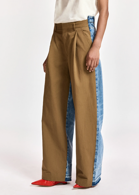 Essentiel Antwerp Krisp Fabric Mix Jeans - Blue/Brown