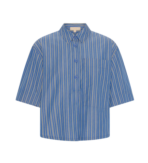 POL Clothing Aubin Camp Shirt - Blue/Butter