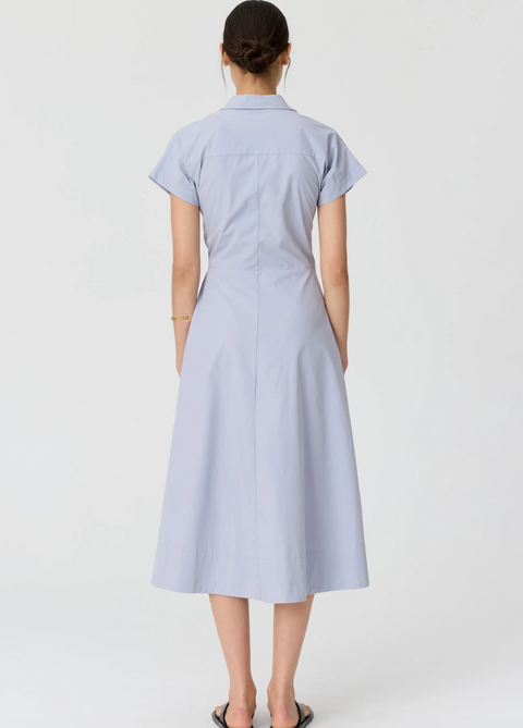 POL Clothing Elina Wrap Shirt Dress - Blue