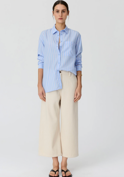 POL Clothing Aubin LS Shirt - Blue/Pink