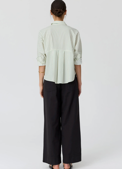 POL Clothing Botanica Two Way Stripe Shirt - Green Stripe