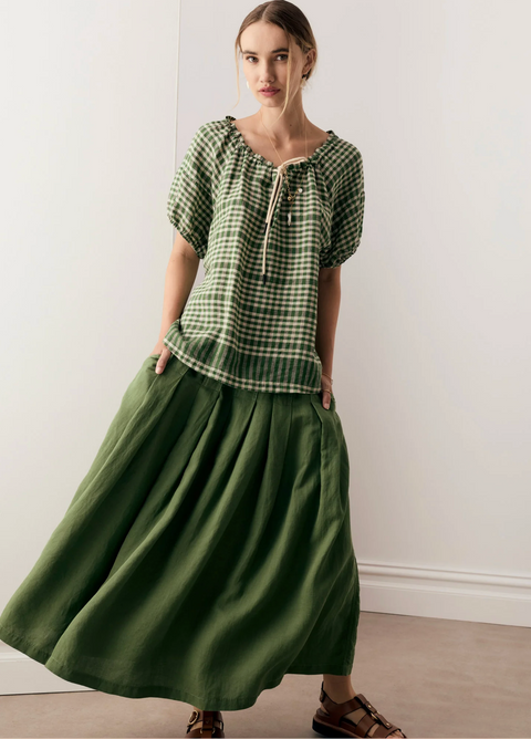 POL Clothing Lume Tie Top - Gingham