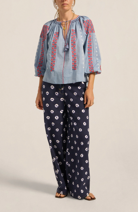 Ilio Nema Helle Blouse - Blue Chambray