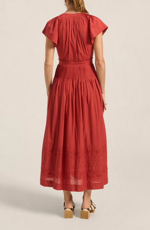 Ilio Nema Loula Dess - Red Cotton Voile