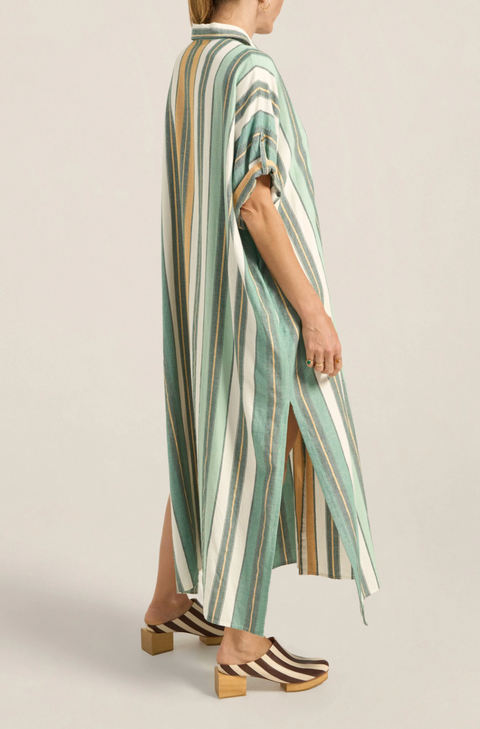 Ilio Nema Melanie Caftan - Green Fez Stripe