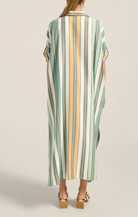Ilio Nema Melanie Caftan - Green Fez Stripe