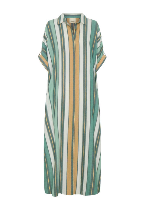 Ilio Nema Melanie Caftan - Green Fez Stripe