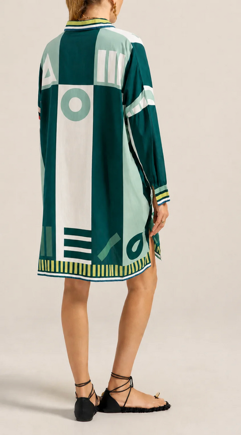 Ilio Nema Artemis Shirtdress - Green Sarong Voile