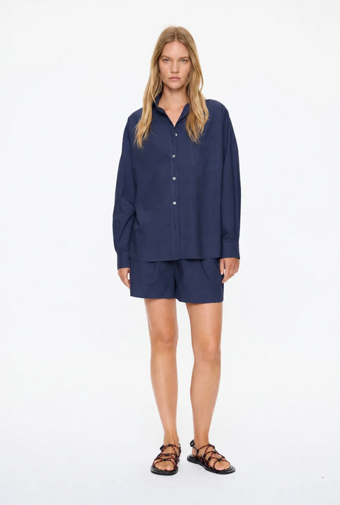 LMND Chiara Classic Long Sleeve Shirt - Navy