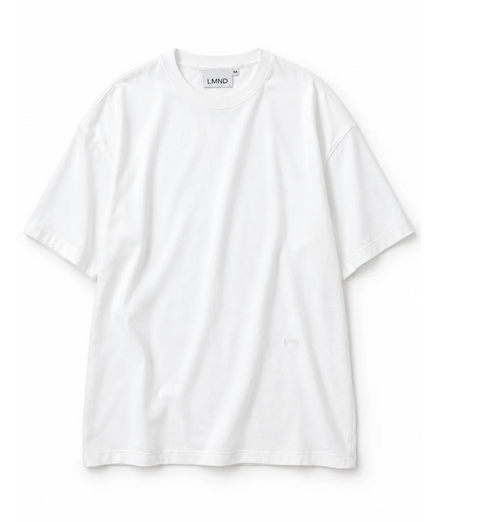 LMND Oversize Tee with Curved Hem and Embroidery - White