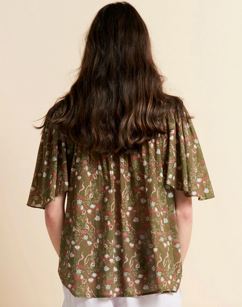 Karen Walker Agnes Blouse - Olive Multi
