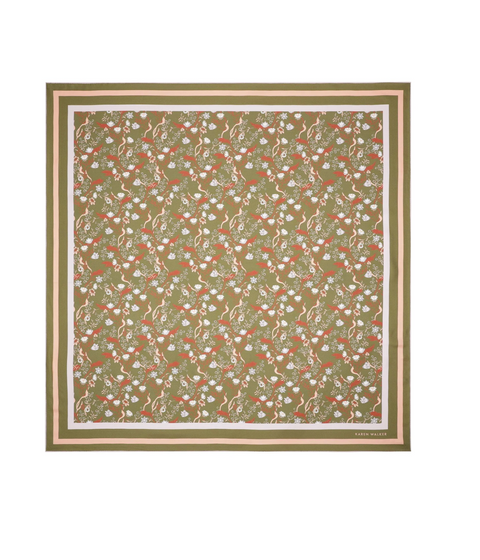 Karen Walker Whimsy Floral Classic Scarf - Olive Multi