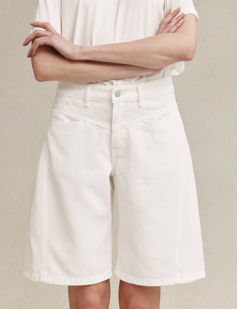 Marle Cross Stitch Jean Short - Blanc