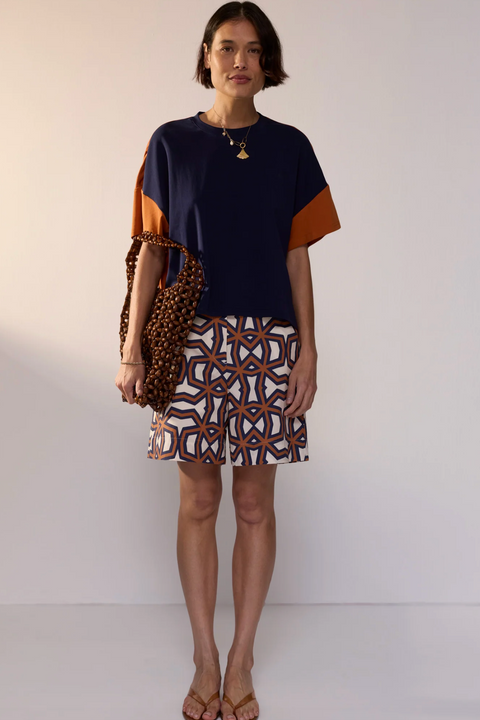 POL Clothing Wade Multimedia Tee - Ink/Coffee