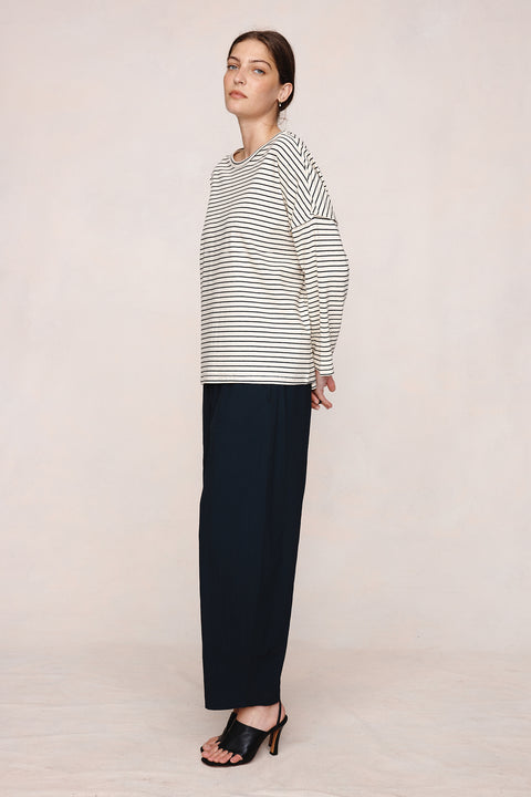 Marle Yelena Top - Ivory / Black Stripe