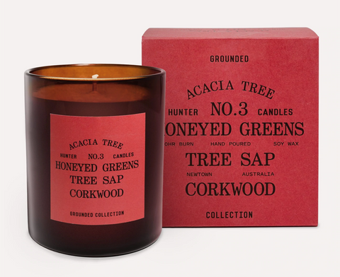 HUNTER CANDLES  NO. 3 ACACIA TREE / Honeyed Greens, Tree Sap, Corkwood