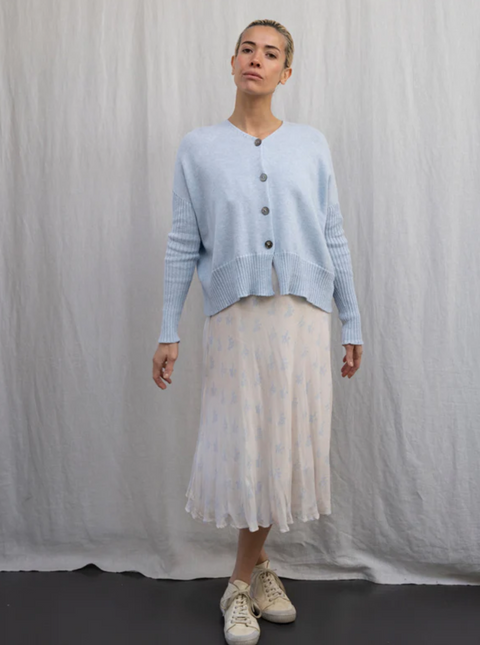 Luna Gallery Cotton Fine Knit Rib Sleeve Cardigan
