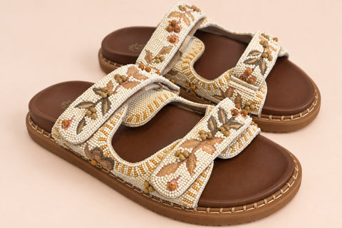 De Siena Beaded Sandal - Beige