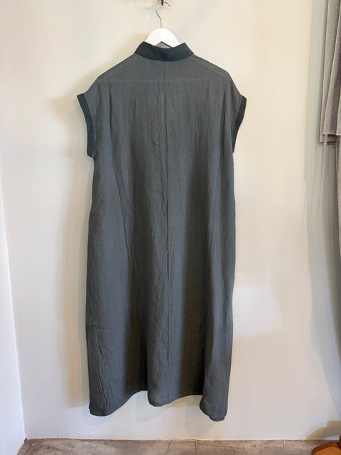 Transit Linen Shirt Dress - Dark Olive