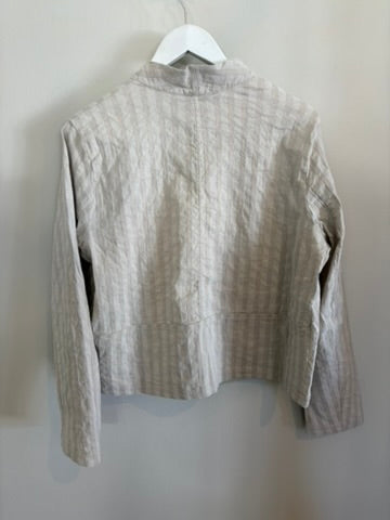 Transit Stripe Collarless Jacket - Sand
