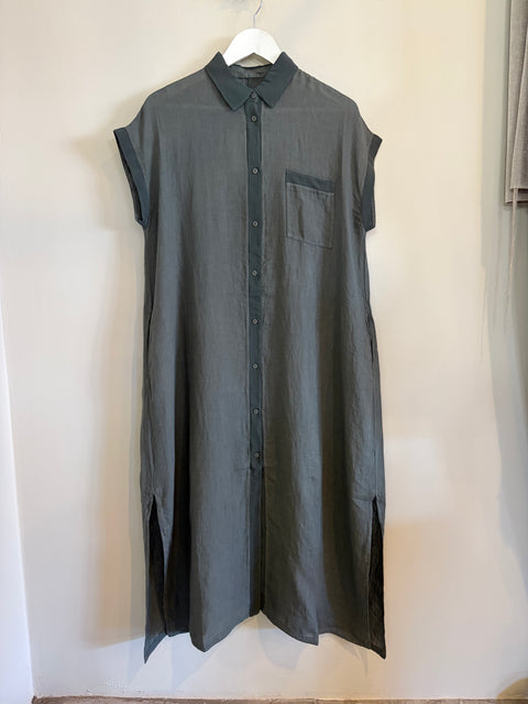 Transit Linen Shirt Dress - Dark Olive