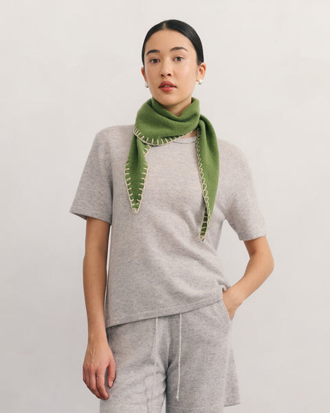 Cashmerism Contrast Stitch Triangle Scarf