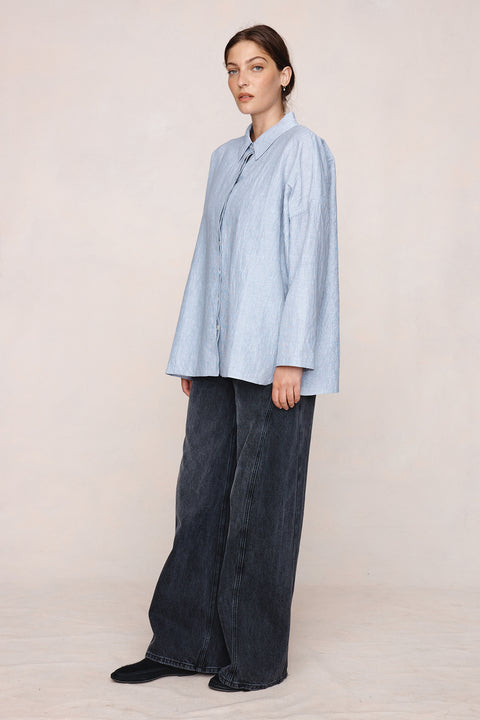 Marle Freddy Shirt - Charcoal Stripe