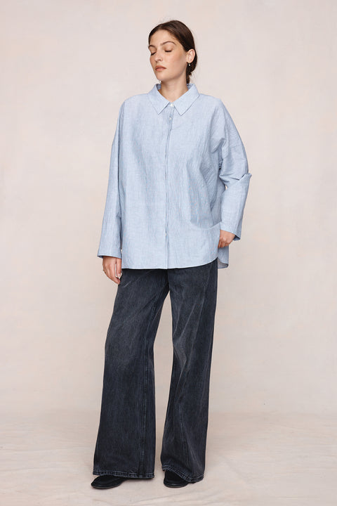 Marle Freddy Shirt - Charcoal Stripe