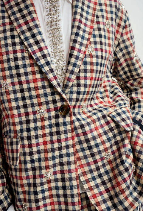 Essentiel Beaded Check Blazer