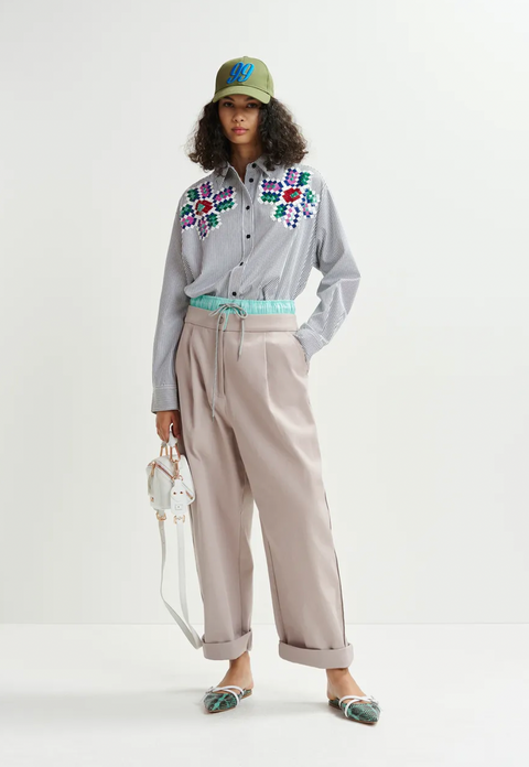 Essentiel Hip Fabric Mix Pants