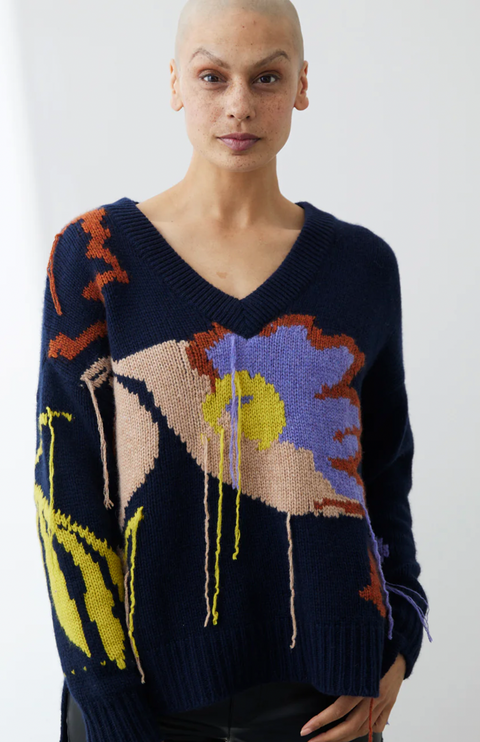 Mia Fratino Saylor Jacquard V Neck Jumper