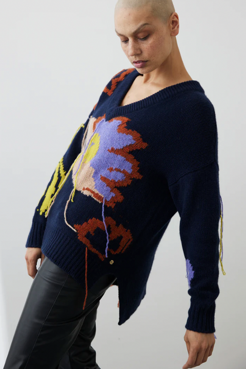 Mia Fratino Saylor Jacquard V Neck Jumper