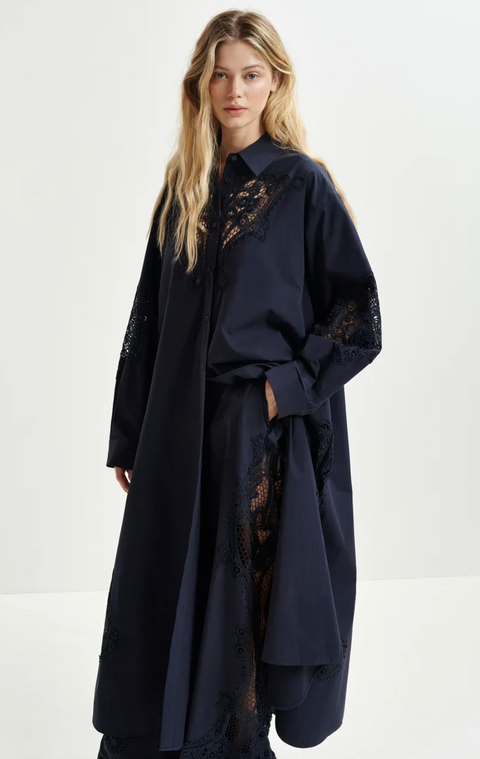 Essentiel Cotton Broderie Trim Dress