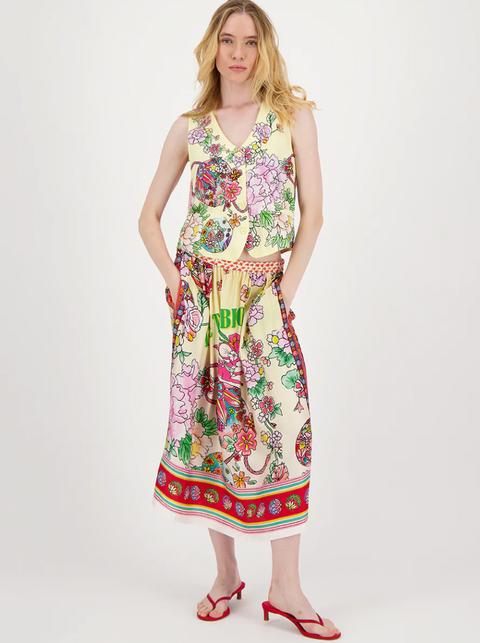 ME369 Vanessa Printed Midi Cherry Skirt