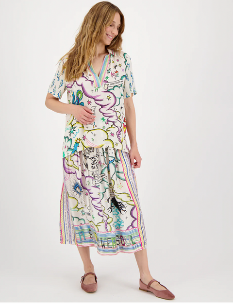 ME369 Vanessa Printed Midi Enlightenment Skirt